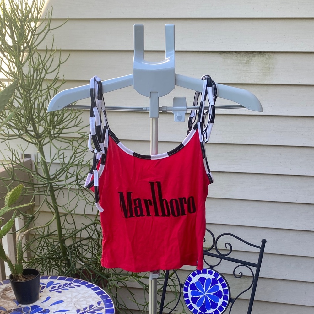 Dolls Kill Red Tank with Multicolor Label
